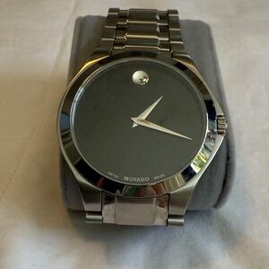 Movado Black and Silver Men's Watch